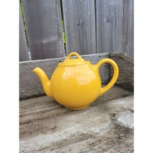 Vintage Lipton Teapot, Mustard Yellow, Hall China, French Country, Cabin Rustic